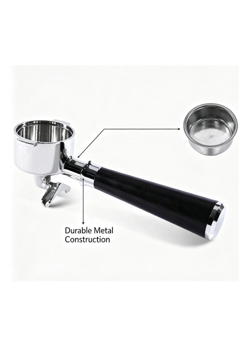 EZSOZO 51mm Portafilter 304 Stainless Steel with 2 Ears and Double Spout Compatible for Delonghi ECP3420、ECP3630、ECP3120、EC260、ECP35.31 Includes Filter Basket with Wooden Handle（Black） - Image 3